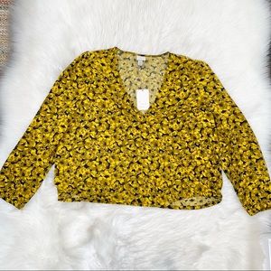 NWT A New Dey yellow wrap blouse XL